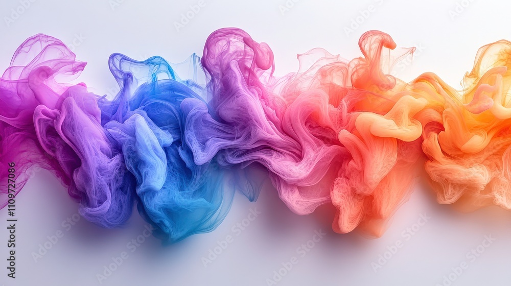 Aufkleber vibrant abstract colorful smoke swirls on light background creating a dynamic flow of colors in shad