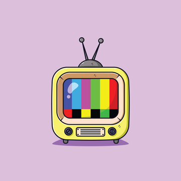 A beautiful classic Yellow television icon illustration concept Isolate yellow tv design