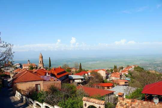 Old fortifications in Sighnaghi the capital of the Kakheti wine region in Georgia Caucasian Alazani Valley