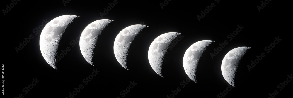 Poster Exploring the Enchanting Phases of the Moon in a Celestial Dance of Light and Shadow