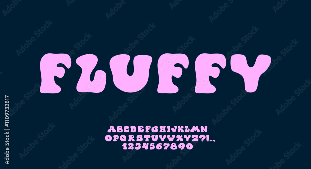 Fototapete bubble font. typeface with balloon effect. y2k alphabet. wavy groovy letters. bold typescript. round