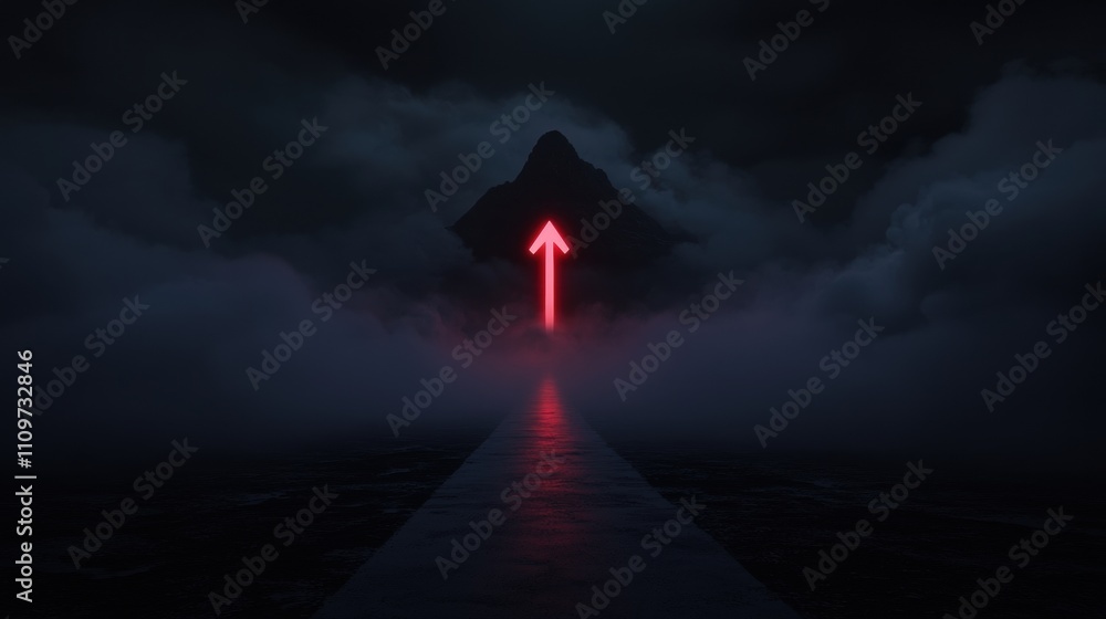 Aufkleber dark and ominous scene with a mountain in the background. the mountain is covered in fog and the sky