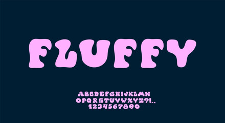 Bubble font. Typeface with balloon effect. Y2K alphabet. Wavy groovy letters. Bold typescript. Rounded font. Plump alphabet © Morena