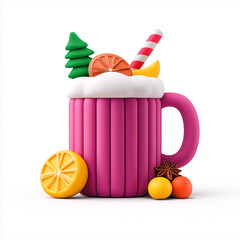 Plasticine Mulled Wine Illustration with Steam and Spices