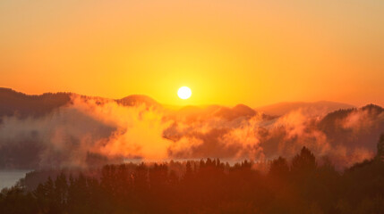 sunset in the mountains