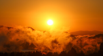 sunset in the mountains