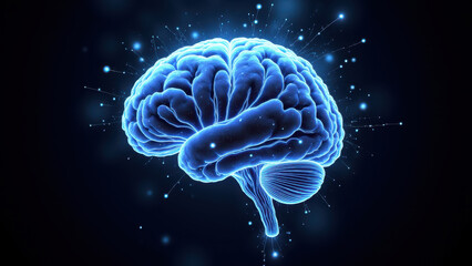 Fototapeta premium A digital graphic representation of an artificial human brain with a focus on artificial general intelligence.