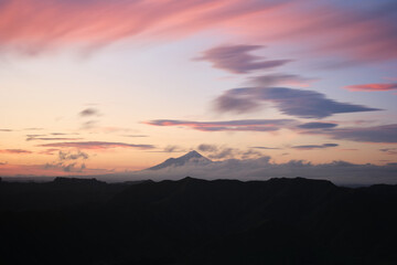 Sunset Over Mount Taranaki in Taranaki, New Zealand