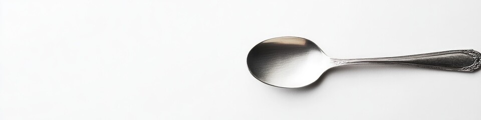 Sleek Silver Spoon Resting on Pristine White Surface with Clear Clipping Path