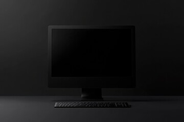 Fototapeta premium 3D Render of a Minimalist Black Computer Monitor Against Dark Background with Creative Contrast and Copy Space