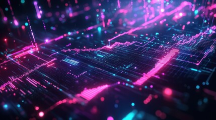 Obraz premium Futuristic 3D Scatter Plot of AI Integration and Productivity Across Industries