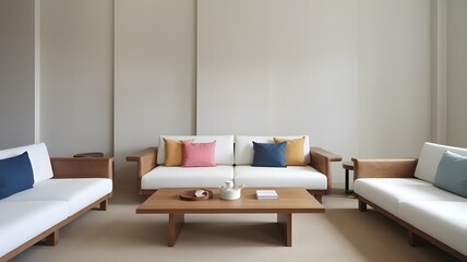 modern living room with multicolor sofa