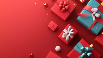 A minimal concept for Christmas and New Year sale, featuring gifts and shopping elements for a banner or web design.