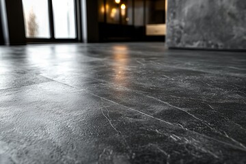 Obraz premium Modern Polished Dark Tile Flooring