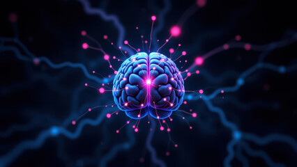 Obraz premium Illustration of an artificial brain with neural activity for AI concept.