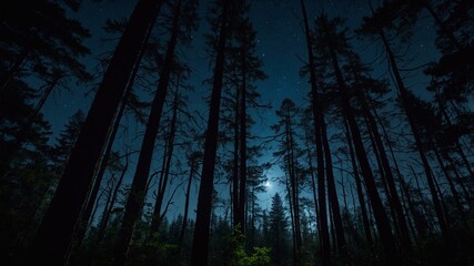 Night forest with moonlight