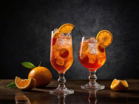 Tragos con naranja en la barra de un bar