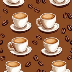 Obraz premium Coffee Cups Pattern Background