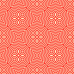 Rhombuses, circles, octagons ornament. Seamless checks, rings pattern. Diamonds, rounds backdrop. Tiles wallpaper. Ethnic motif. Geometric linear background. Digital paper. Geometrical textile print.