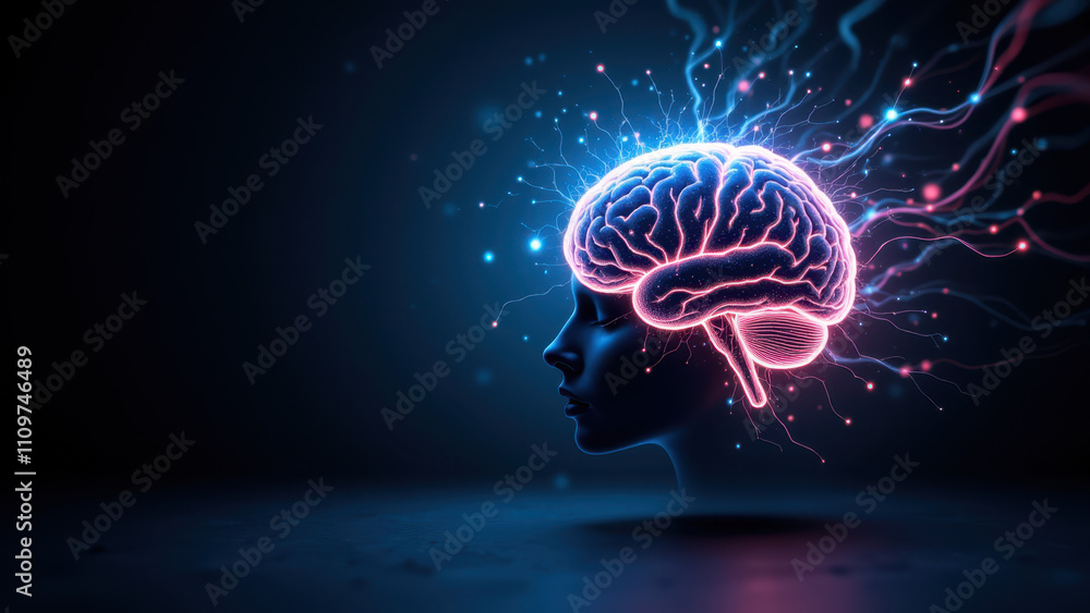 Aufkleber mind-bending image showing an explosion of neural activity, symbolic of artificial general intellige