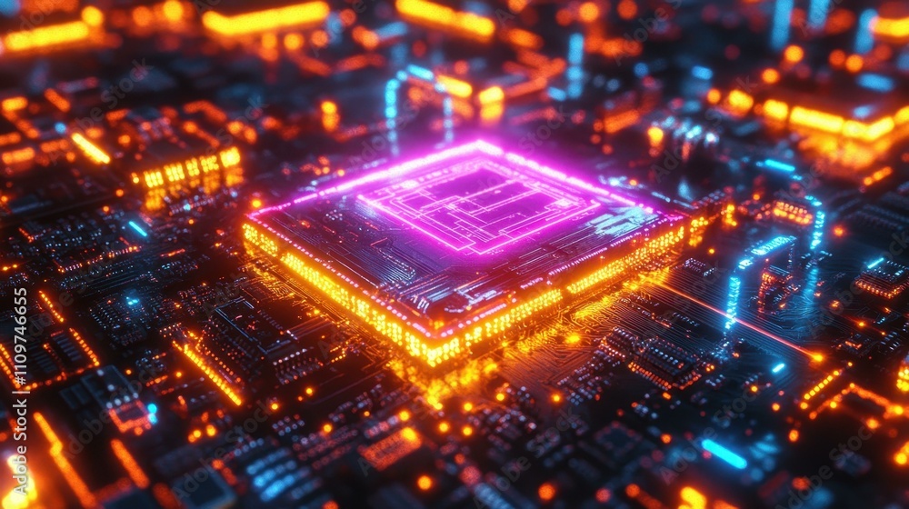 Poster cpu and microcircuits image technological progress abstract image one main object high quality very 