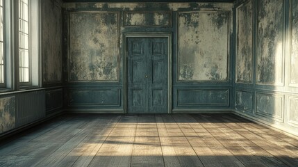 Spacious Abode: Vintage-Inspired Interior of an Unfurnished Room with Architectural Elegance