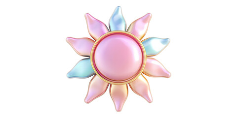 Fototapeta premium Pastel Holographic Sunflower Icon Isolated on Transparent Background