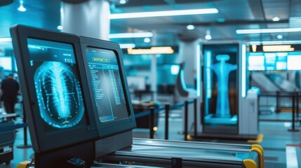 Obraz premium Advanced Airport X-Ray Scanner Featuring Detailed User Interface for Security