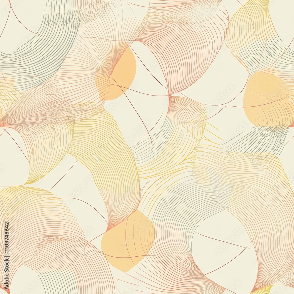 Poster abstract seamless pattern with delicate lines and shapes