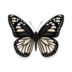 a monochrome butterfly clipart, minimal outline, black vector, isolated on white background