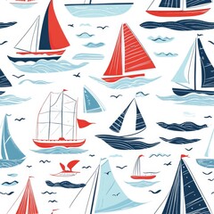 Seamless Sailing Pattern Design