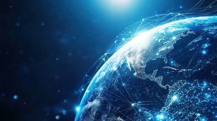 Vibrant Connections Illuminate Planet Earth at Night, Showcasing Global Business and Finance Dynamics