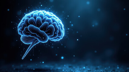 Agi, Artificial General Intelligence symbolized by a glowing brain against a cosmic backdrop.