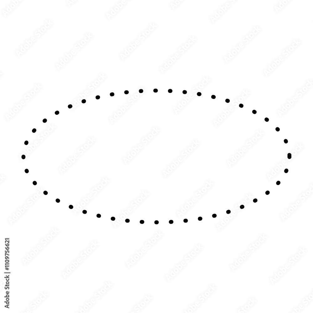 Poster ornamental dashed line border in geometric frame. outline elements for coupon cut out with circular 