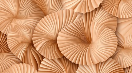 Intricate beige paper spirals create a mesmerizing abstract pattern, AI