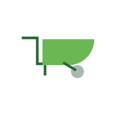 Hand barrow flat icon, gardening icon, construction flat design, barrow illustration, isolated on white background. 