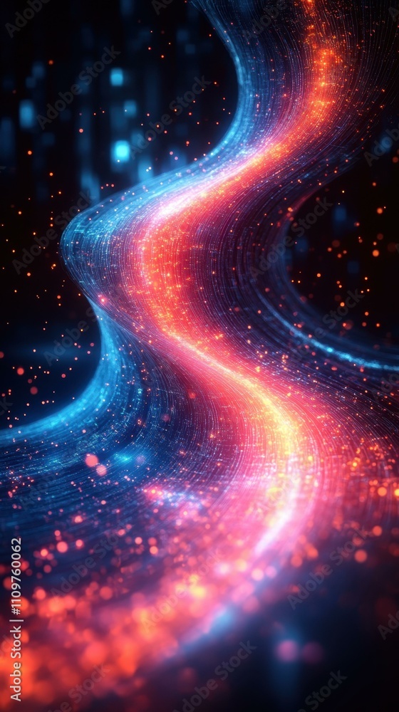 Poster the digital creation futuristic digital composition with a dynamic blend of colors patterns and glow
