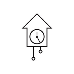 Wall clock outline design, retro clock icon, clock symbol element, isolated on white background. 