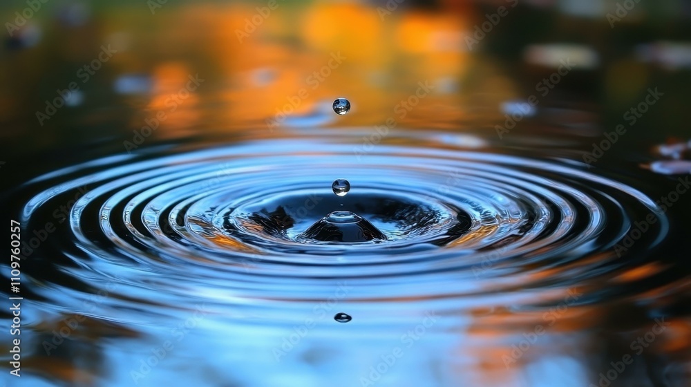 Poster symbolism abstract image abstract symbolism. water droplet falling creating ripple effect on calm wa