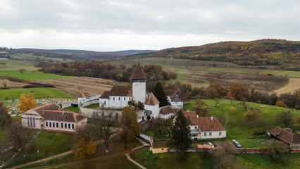 A stock photo of the Hosman Fortified Church in Romania captures the charm and historical significance of this well-preserved medieval monument.