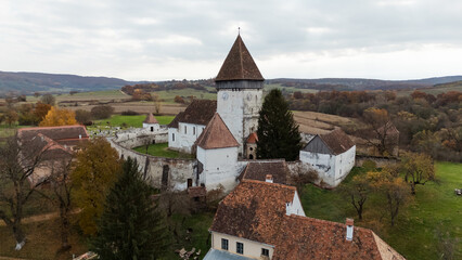 A stock photo of the Hosman Fortified Church in Romania captures the charm and historical significance of this well-preserved medieval monument.