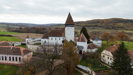 A stock photo of the Hosman Fortified Church in Romania captures the charm and historical significance of this well-preserved medieval monument.