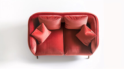 Top view of sofa and armchair on white background