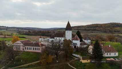 A stock photo of the Hosman Fortified Church in Romania captures the charm and historical significance of this well-preserved medieval monument.