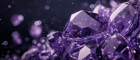 Sparkling purple gemstones with rich detail and brilliance.