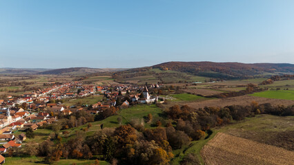 A stock photo of the Hosman Fortified Church in Romania captures the charm and historical significance of this well-preserved medieval monument.