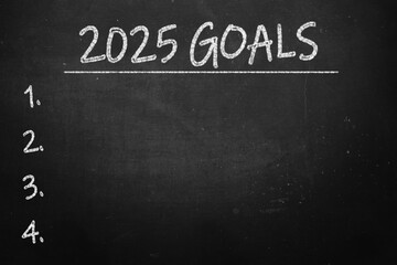 Fototapeta premium Colorful handwriting Progress bar showing loading of 2025 goals list.