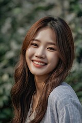 Fototapeta premium A Korean female model in her 20s who is smiling at the front