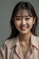 Fototapeta premium A Korean female model in her 20s who is smiling at the front