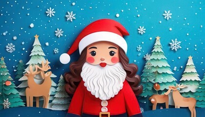 Fototapeta premium female santa claus with gifts